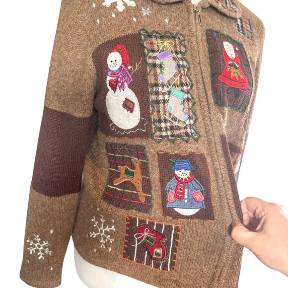 Vintage Designers Originals Studio Fa La La Full Zip Christmas Sweater Jacket PM - Picture 6 of 12